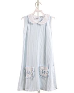 PIPPA LAYETTE + LOUNGE  BLUE KNIT STRIPED  LOUNGEWEAR WITH PICOT STITCHING