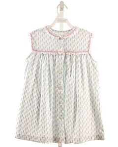 MARY & GRACE  BLUE   PRINTED DESIGN SLEEVELESS SHIRT WITH EYELET TRIM