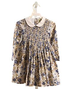 ADRIAN EAST  BLUE  FLORAL SMOCKED DRESS