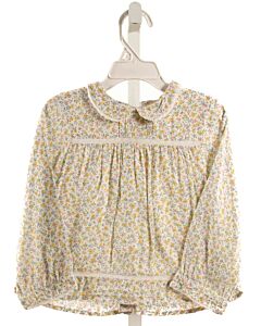 BABY BODEN  MULTI-COLOR  FLORAL  SHIRT-LS WITH LACE TRIM