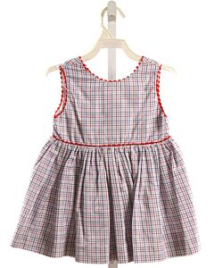 BELLA BLISS  MULTI-COLOR  PLAID  SLEEVELESS SHIRT WITH RIC RAC
