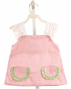 RED BEANS  PINK  GINGHAM  SLEEVELESS SHIRT