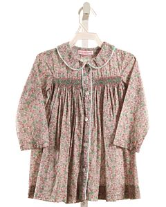 PEGGY GREEN  LT PINK  FLORAL SMOCKED DRESS
