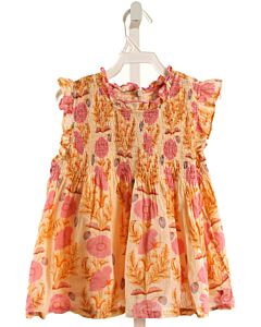 PINK CHICKEN  ORANGE  FLORAL  SLEEVELESS SHIRT