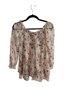 ALLISON + KELLY  LT PINK SWISS DOT FLORAL SMOCKED DRESS