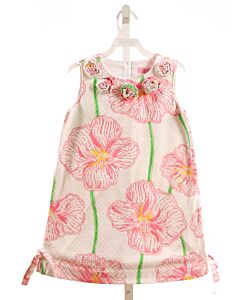 LILLY PULITZER  PINK PIQUE FLORAL APPLIQUED DRESS