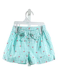 HATLEY  AQUA  GINGHAM  SHORTS WITH BOW