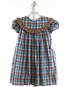 BAILEY BOYS  BLUE  PLAID  DRESS WITH RUFFLE