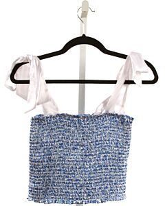 KOCH  BLUE   SMOCKED SLEEVELESS SHIRT