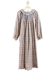 SHRIMP & GRITS  LT BLUE  PLAID SMOCKED DRESS WITH RUFFLE