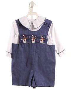 ZUCCINI  BLUE  WINDOWPANE SMOCKED SHORTALL