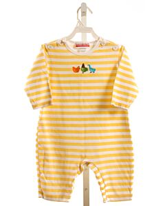 MARIMEKKO  YELLOW  STRIPED EMBROIDERED KNIT ROMPER