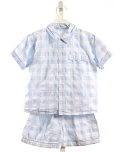JEANINE JOHNSEN  LT BLUE SEERSUCKER GINGHAM  LOUNGEWEAR