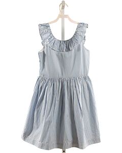 CREWCUTS  LT BLUE  STRIPED  DRESS WITH RUFFLE