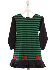 FLORENCE EISEMAN  GREEN  STRIPED APPLIQUED KNIT DRESS
