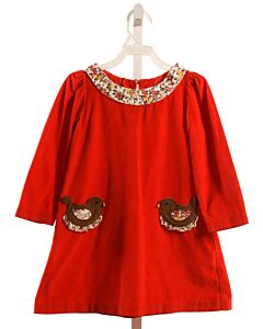 ZUCCINI  ORANGE CORDUROY  APPLIQUED DRESS