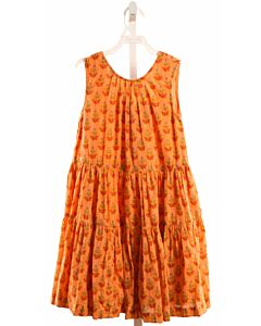 PINK CHICKEN  ORANGE SEERSUCKER FLORAL  DRESS