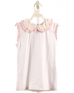 SAL & PIMENTA  WHITE KNIT   SLEEVELESS SHIRT WITH RUFFLE