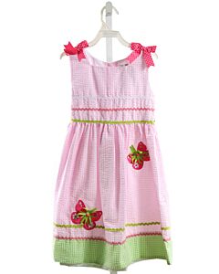 RARE EDITIONS  PINK SEERSUCKER  APPLIQUED DRESS