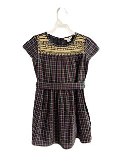CREWCUTS  BLACK  PLAID EMBROIDERED DRESS