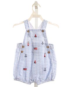 MUD PIE  LT BLUE SEERSUCKER GINGHAM EMBROIDERED JON JON