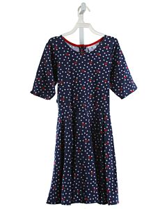 FLORENCE EISEMAN  BLUE KNIT POLKA DOT PRINTED DESIGN KNIT DRESS