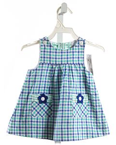 FLORENCE EISEMAN  BLUE SEERSUCKER PLAID  DRESS