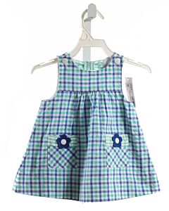 FLORENCE EISEMAN  BLUE SEERSUCKER PLAID  DRESS