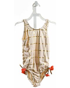 PINK CHICKEN  GOLD  WINDOWPANE  1-PIECE SWIMSUIT