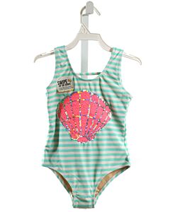 SHADE CRITTERS  MINT  STRIPED SEQUINED 1-PIECE SWIMSUIT