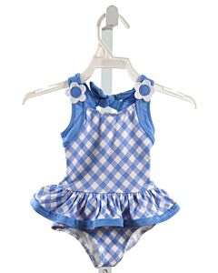 FLORENCE EISEMAN  BLUE  GINGHAM  1-PIECE SWIMSUIT