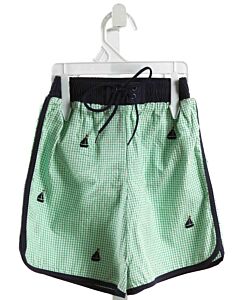 FLORENCE EISEMAN  GREEN   EMBROIDERED SWIM TRUNKS