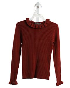 CREAMIE  MAROON    KNIT LS SHIRT WITH RUFFLE