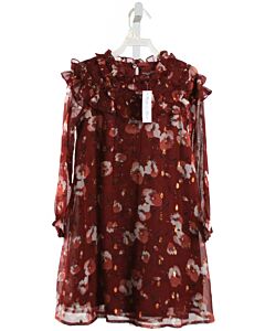 CREAMIE  MAROON  FLORAL  PARTY DRESS WITH RUFFLE