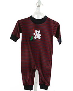 FLORENCE EISEMAN  RED  STRIPED APPLIQUED KNIT ROMPER