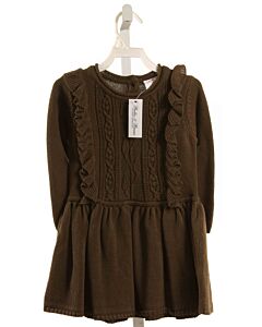 CARTWHEELS BY CHARLIE PAIGE  FOREST GREEN    KNIT DRESS WITH RUFFLE