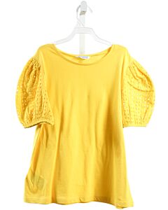 MAYORAL  YELLOW    KNIT SS SHIRT WITH EYELET TRIM