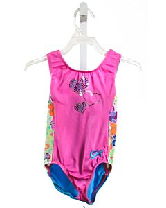 GK ELITE  HOT PINK  FLORAL  LEOTARD WITH SEQUINS