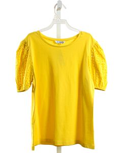 MAYORAL  YELLOW    KNIT SS SHIRT WITH EYELET TRIM