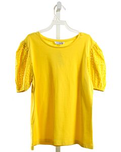 MAYORAL  YELLOW    KNIT SS SHIRT WITH EYELET TRIM