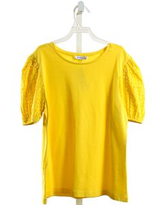 MAYORAL  YELLOW    KNIT SS SHIRT WITH EYELET TRIM