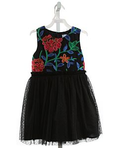 LULI & ME  BLACK TULLE FLORAL EMBROIDERED PARTY DRESS