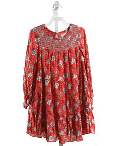 PEEK  RED  FLORAL SMOCKED DRESS