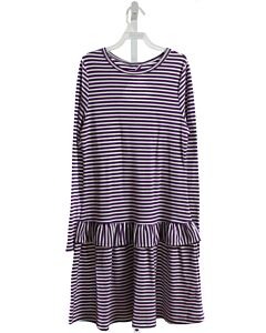 FLORENCE EISEMAN  PURPLE  STRIPED  KNIT DRESS WITH RUFFLE