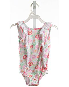 BELLA BLISS  PINK  FLORAL  1-PIECE SWIMSUIT WITH RUFFLE