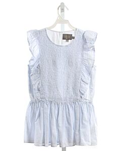 CREAMIE  LT BLUE  STRIPED SMOCKED SLEEVELESS SHIRT