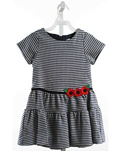 FLORENCE EISEMAN  NAVY  HOUNDSTOOTH APPLIQUED PARTY DRESS