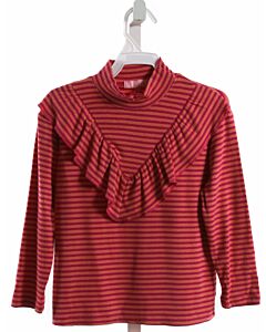 BISBY BY LITTLE ENGLISH  HOT PINK  STRIPED  KNIT LS SHIRT WITH RUFFLE