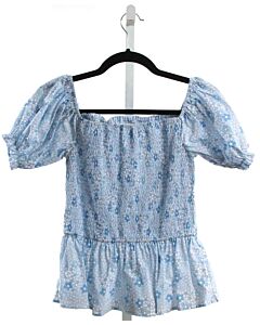 JAMES & LOTTIE  BLUE  FLORAL SMOCKED SHIRT-SS