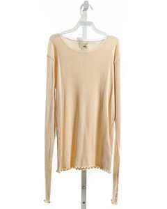 CREAMIE  IVORY    KNIT LS SHIRT WITH LACE TRIM